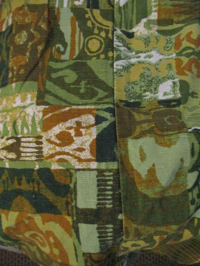 Fifth Avenue Designs vintage tiki tropical cotton linen barkcloth bedspread twin