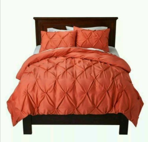 Threshold Coral Pinch Pleat ~ Full/Queen ~ Duvet Cover 3pc Set