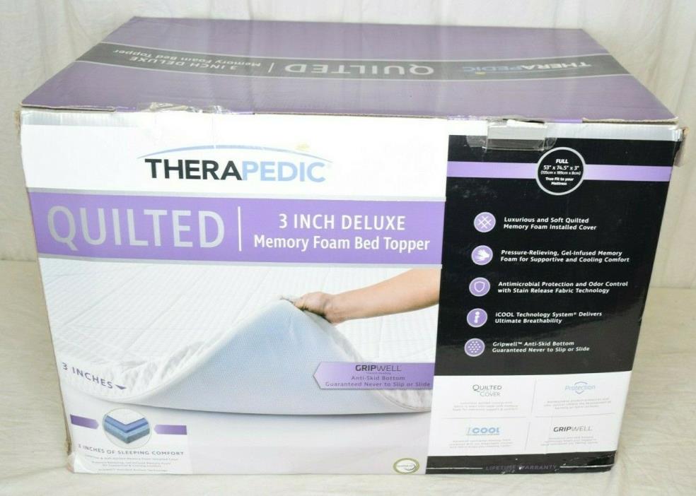 Therapedic 3-Inch Luxury Quilted FULL Deluxe Memory Foam Bed Topper 53