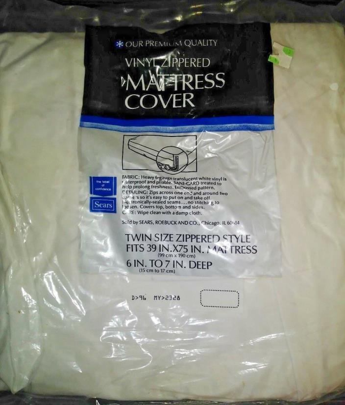 Sears VINYL ZIPPERED MATTRESS COVER & PROTECTOR TWIN SIZE zippered
