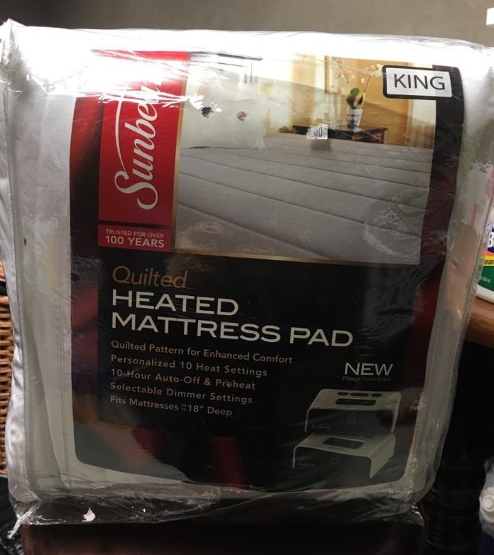 Sunbeam King Quilted Heated Mattress Pad NEW