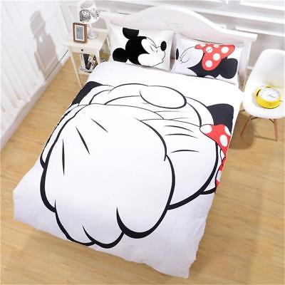 Mickey Minnie Mouse 3D Printed Bedding Sets Adult AU Single Double Queen White B