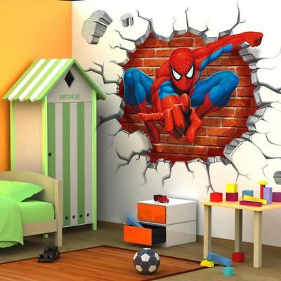 45*50cm hot 3d hole famous cartoon movie spiderman wall stickers for kids rooms