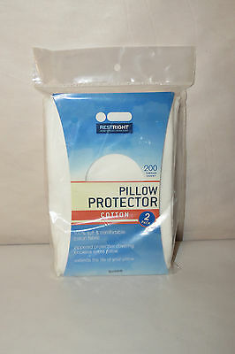 RESTRIGHT 100 PERCENT COTTON ZIPPERED PILLOW PROTECTOR  QUEEN SET OF TWO WHITE
