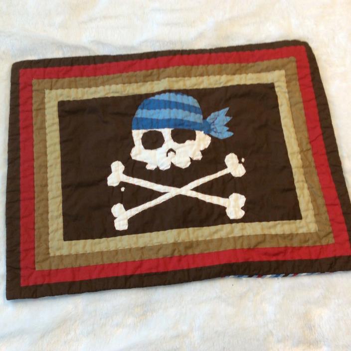 Pirate Standard Pillow Sham Case Single Skull Crossbones Brown Red Kids Boy Flaw