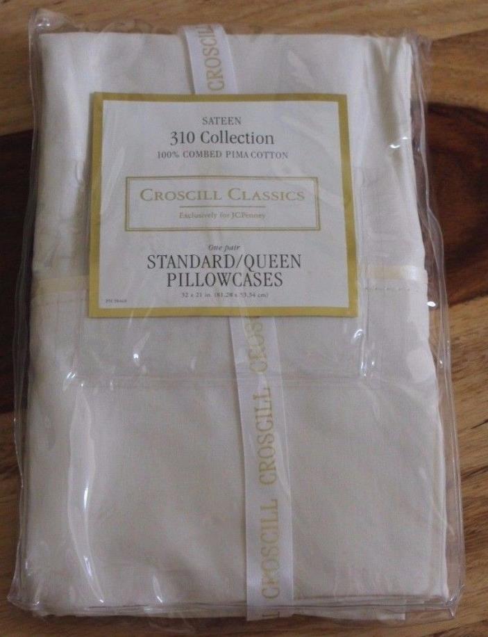 Croscill Classics Ivory Standard Queen Pillowcases 310 Collection Shams Sateen