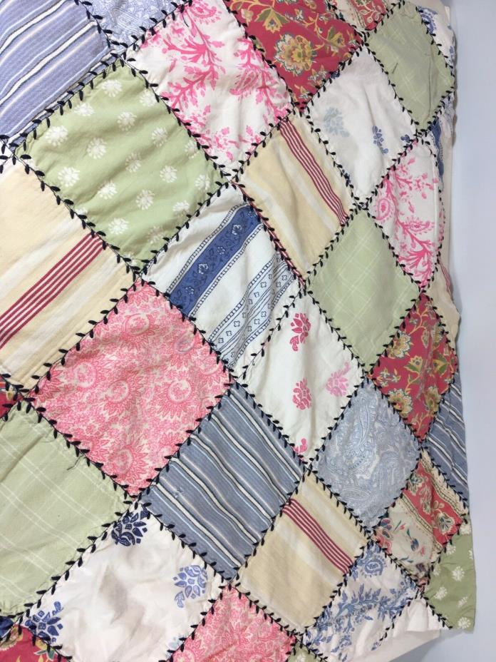 Pottery Barn Quilt Shams Floral Patchwork Bedding Vintage Standard Pair 2