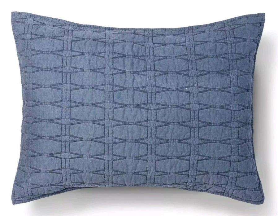 ONE Threshold Blue Diamond Stitch Pillow Sham    Standard NEW