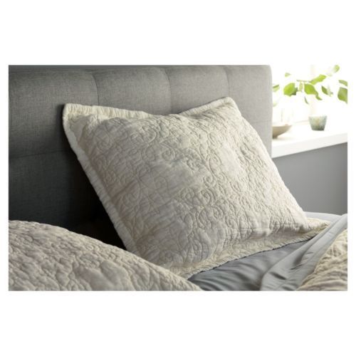 TWO Fieldcrest Sour Cream Linen Quilted Pillow Shams  Standard NEW