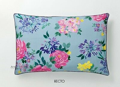 Standard shams 2 French blue with pink and lavender floral French designer