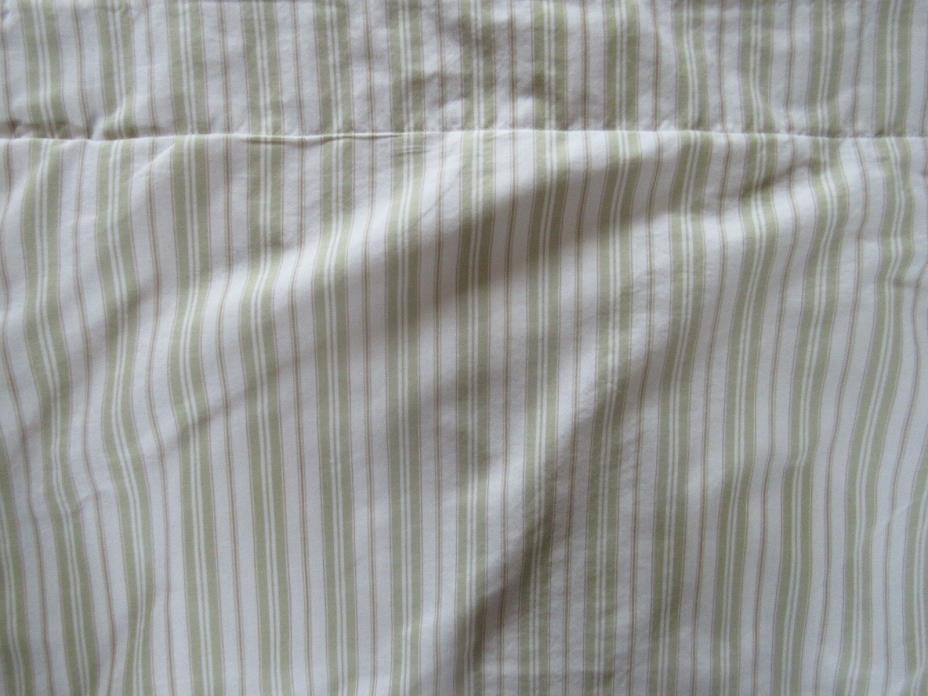 Pair (2) Pottery Barn Standard Green & White Stripe Pillow Shams 100% Cotton