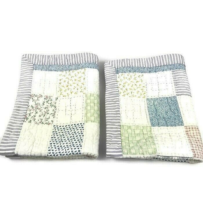 Two Quilted Pillow Shams Cottage Shabby Chic Farmhouse 29