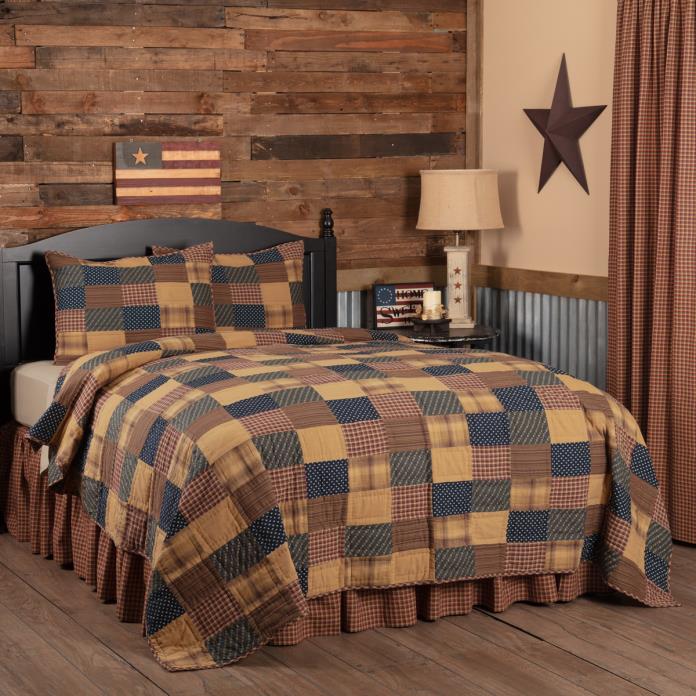 VHC Patriotic Patch Bedding Set Quilt & Sham California King, King, Queen Twin