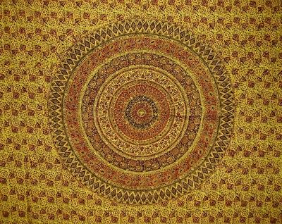 Kalamkari Block Print Tapestry Cotton Bedspread 104
