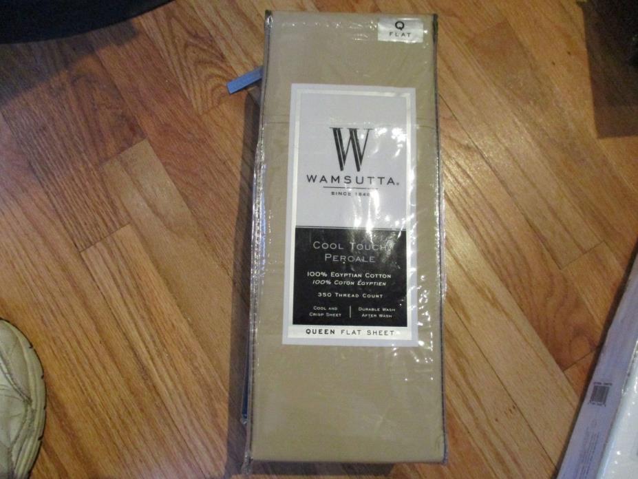 Wamsutta Cool Touch Percale TAUPE Queen Flat Sheet 350 ct 100% Egyptian Cotton