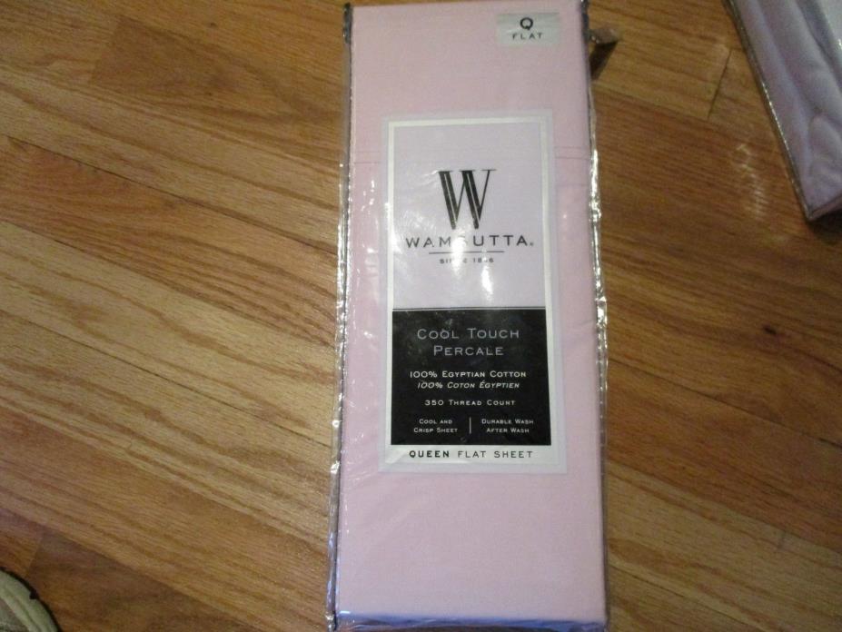 Wamsutta Cool Touch Percale PINK Queen Flat Sheet 350 ct 100% Egyptian Cotton