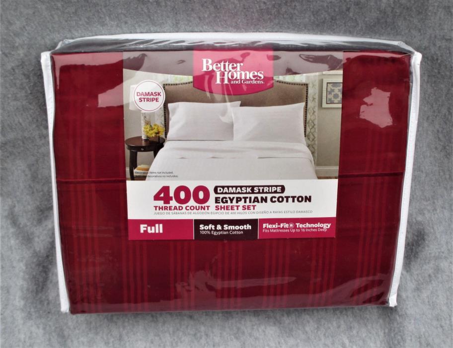 Better Homes & Gardens Full Set  Plum 400 Thread- Damask Stripe Egyptian Cotton