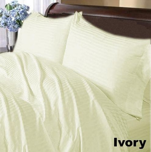 Deep Pkt Bedding Item 1000 Thread Count Egyptian Cotton All Size Ivory Stripe