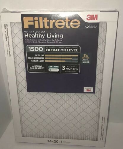 Filtrete Healthy Living Ultra Allergen Furnace Air Filter 14 x 20 x1  2-Pack New