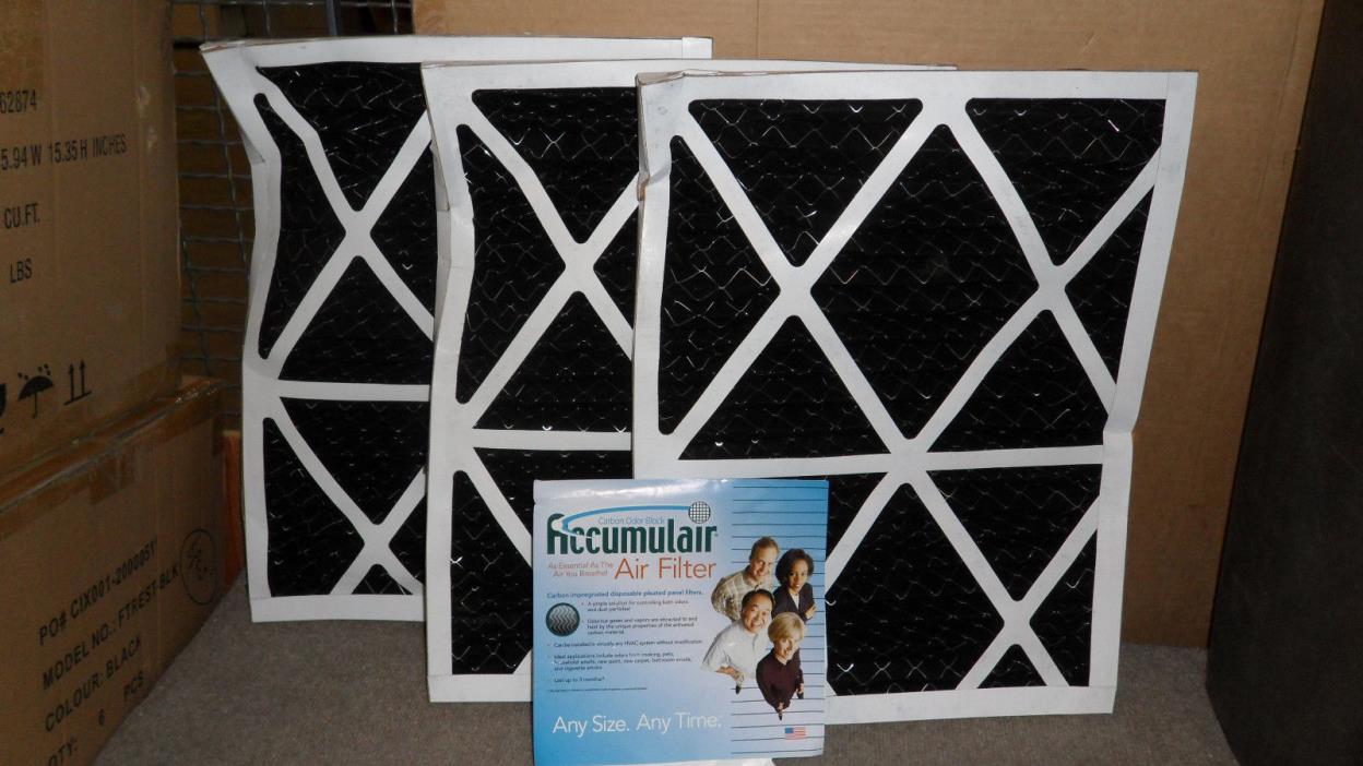 Air Filter/Furnace Filter Accumulair Carbon 16x24x1 Odor eliminating 3 Pack