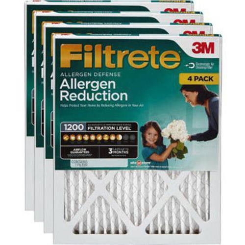 3M Filtrete Allergen Reduction Electrostatic Air Filter 4 Pack - 1200 - 25X25X1