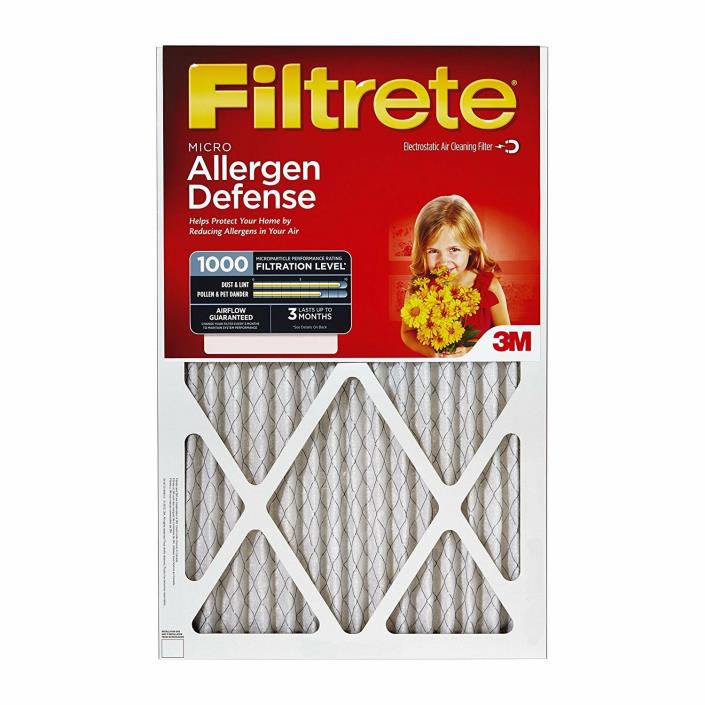 Filtrete Micro Allergen Defense AC Furnace Air Filter, MPR 1000, 12 x 20 x 1
