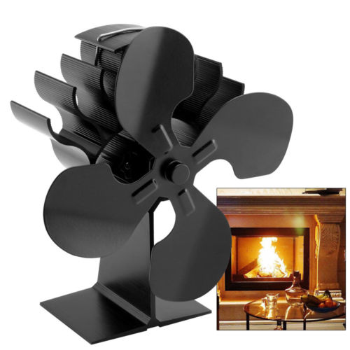 4Blade Heat Self-Powere Wood Stove Fan Ultra Quiet Burner Fireplace Ecofan <32dB