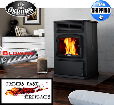 Osburn 5000 Pellet Stove Fireplace 50,000 BTUs Free Standing Large w/ Black Door