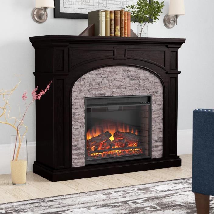 Beautiful Electric Fireplace Ebony Gray Finish 5200 BTUss 120 watts Flames New