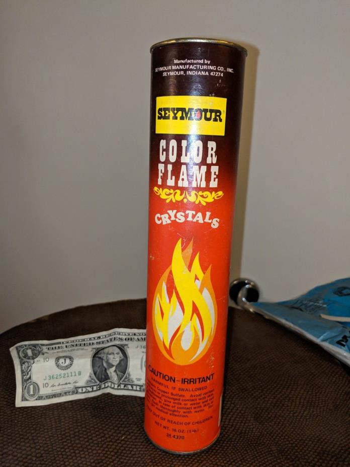 VTG SEYMOUR Color Flame CRYSTALS USA 1970s FIREPLACE CAMPFIRE CRYSTALS 16OZ