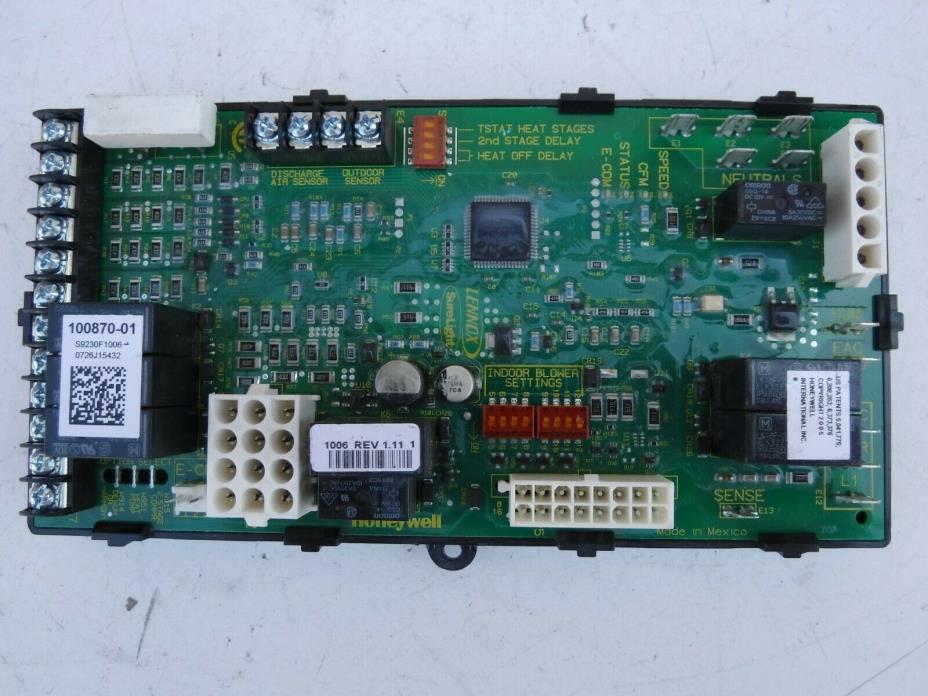 LENNOX 100870-01 Furnace Control Circuit Board Honeywell S9230F1006 SureLight