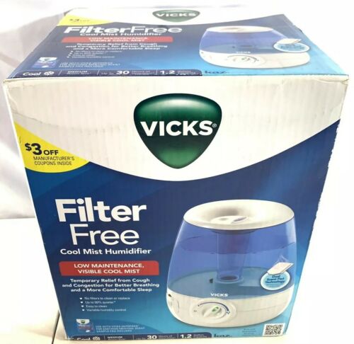 Vicks Cool Mist Filter Free 1.2 Gallon Humidifier Model # V4600V1 New Free Ship