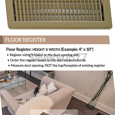 Accord ABFRBR610 Floor Register with Louvered Design, 6-Inch x 10-Inch(Duct O...