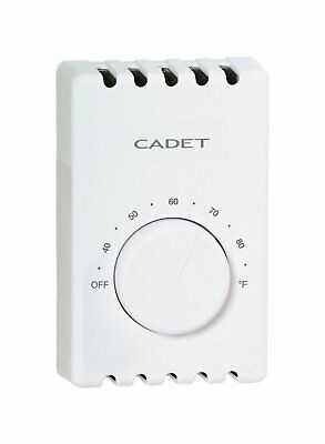 White Rodgers Cadet Wall Mount Heating Dial Single Pole Thermostat