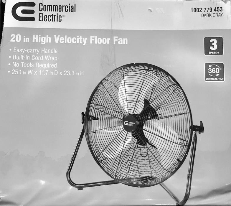 Commercial Electric 20 in. 3-Speed High Velocity Floor Fan Drk Gray 1002 779 453