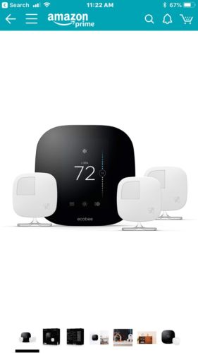 ecobee3 Smart Wifi Thermostat w/ 3 Room Sensors, Works w/ Alexa & Apple HomeKit