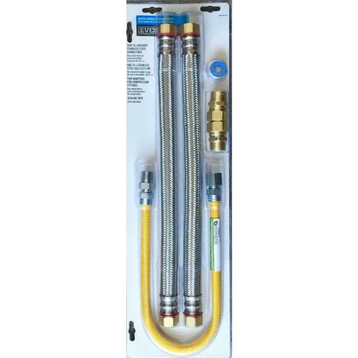 Everbilt Gas Water Heater Installation Kit w/ Stainless Connectors