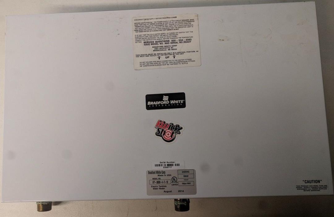 Bradford White Electric Tankless Water Heater Single Point EFT-38000-4-F-10
