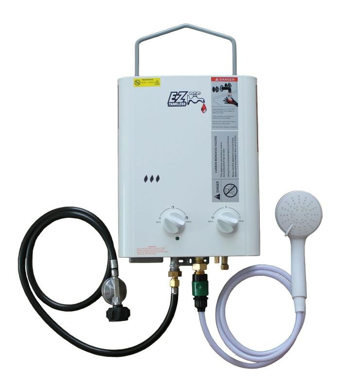 EZ Camp Champ Portable CSA Tankless Water Heater! w/ Propane Regulator! - LPG