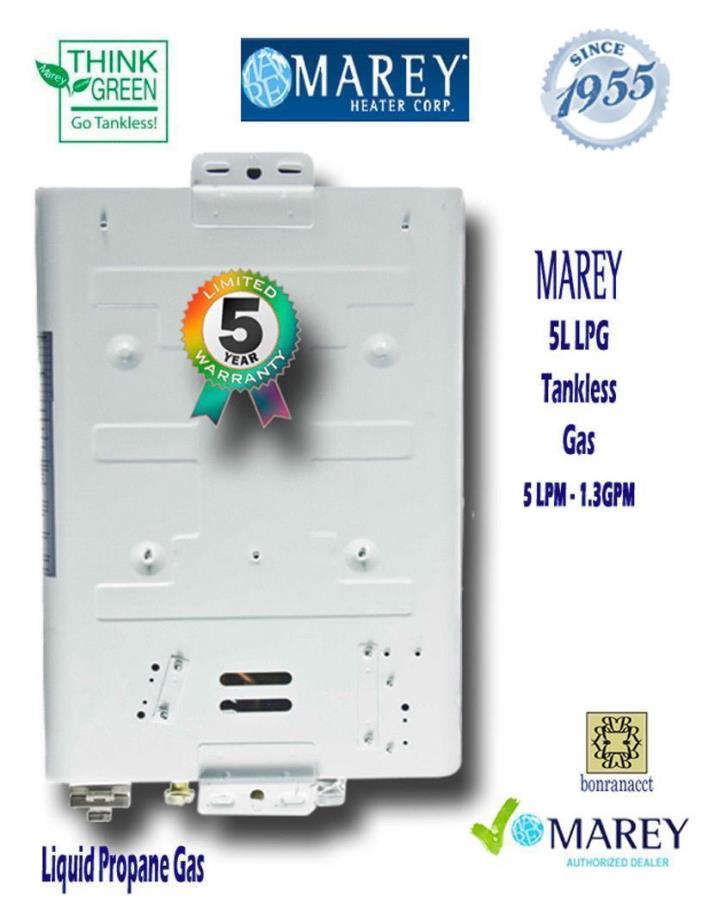 -Propane Tankless Water Heater Best On-Demand Tiny House Marey GA5LP-