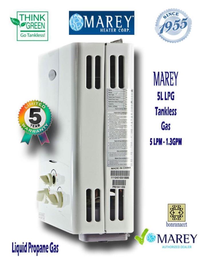 'Propane Tankless Water Heater Best On-Demand Tiny House Marey GA5LP'
