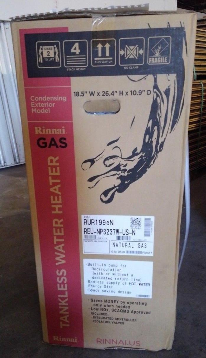 Rinnai RUR199eN  External Tankless Water Heater Natural Gas New in box.