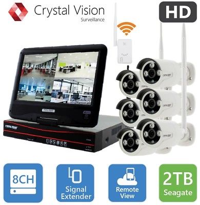Crystal Vision HDD Wireless CCTV with 6-Autopair Waterproof IR Cameras