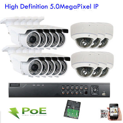 16 Channel 5MP IP NVR (16) 2.8-12mm Varifocal IP CCTV Security Camera System