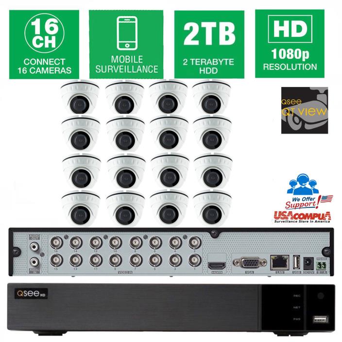 Q-SEE  KIT 16-Ch 16 CAMERAS 1080P DOME TVT BANDAL-PROOF 2TB HDD QTH916-16SH-2