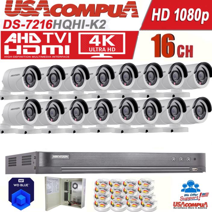 Hikvision Security System 16 Ch 16 Cameras 4TB TVI HD-TURBO  1080p CCTV-KIT