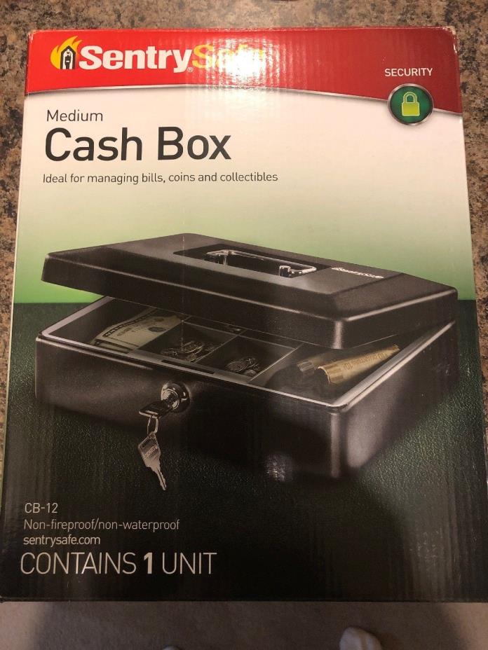 SentrySafe Cash Box, Locking Cash Box With Money Tray, Medium, CB-12
