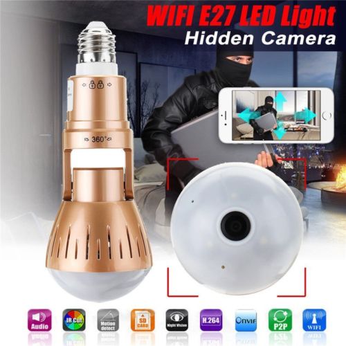 1080P 360 Degree Wireless IP Camera Bulb Light Smart Home CCTV SecurityP+