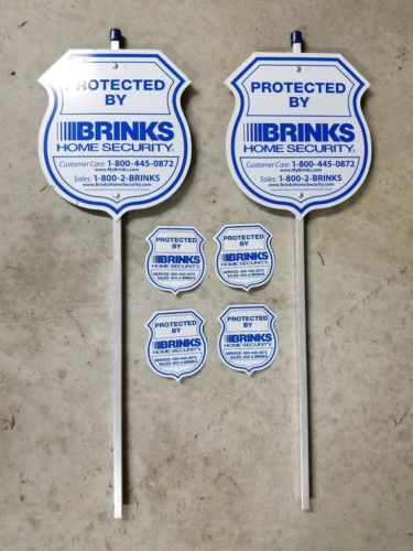 2 Brinks Home Security Signs And 4 Door/Window Decals