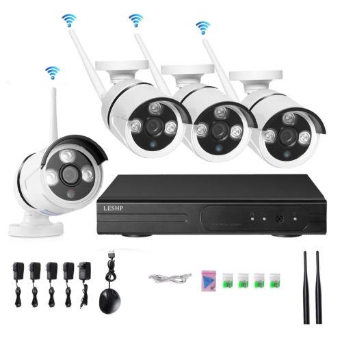 LESHP 4CH 1080P Wifi NVR 720P IP Network Outdoor Wireless Security Camera System